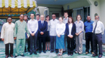 Datuk A. Vaithilingam, President of the Hindu Sangam Malaysia, and Dr. Hans Koechler, President of the I.P.O., center, with delegation of postgraduate students from the University of Innsbruck, Austria -- Brickfields, KL, 19 January 2007
