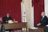 Archbishop Filuksinos Saliba zmen, Metropolitan of Mardin and Diyarbakir, receiving Dr. Hans Kchler, President of the International Progress Organization, at Deyrulzafaran Monastery in Mardin, 9 May 2011